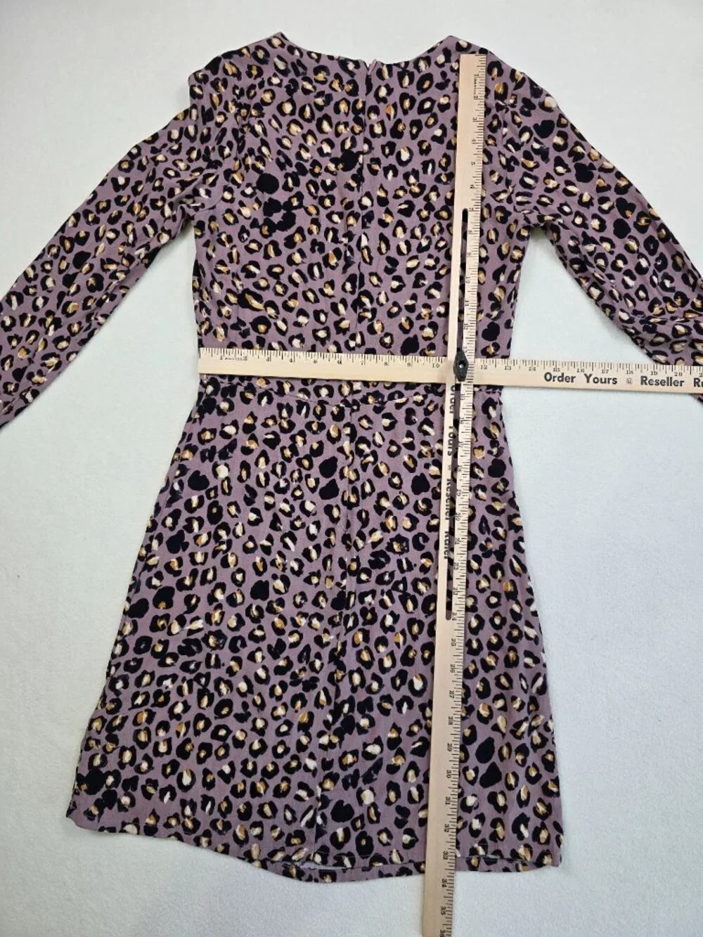 H&M Leopard Print Long Sleeve Mini Dress Size 2 - Picture 4 of 4